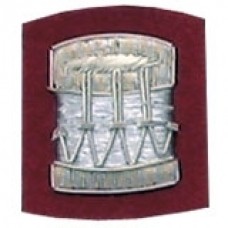 Drum Badge Silver Bullion on Red